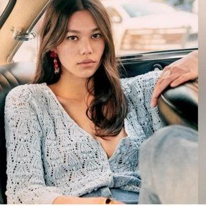 EUC Sezane Annette Jumper Cardigan Light Blue szXS